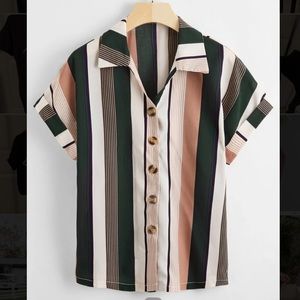 Shein striped button up shirt